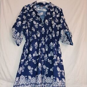 Indulge Blue and White Floral Dress